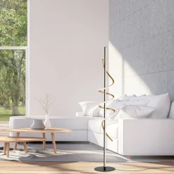 JUST LIGHT. Emanda LED-gulvlampe, jern, svart-messing