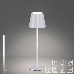 JUST LIGHT. Euria LED-bordlampe, hvit, jern, IP54