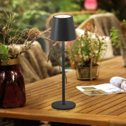 JUST LIGHT. Euria LED-bordlampe, svart, jern IP54