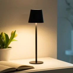 JUST LIGHT. Euria LED-bordlampe, svart, jern IP54