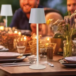 JUST LIGHT. Euria LED-bordlampe, gråbeige jern IP54