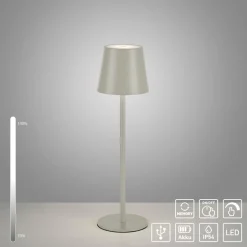 JUST LIGHT. Euria LED-bordlampe, gråbeige jern IP54