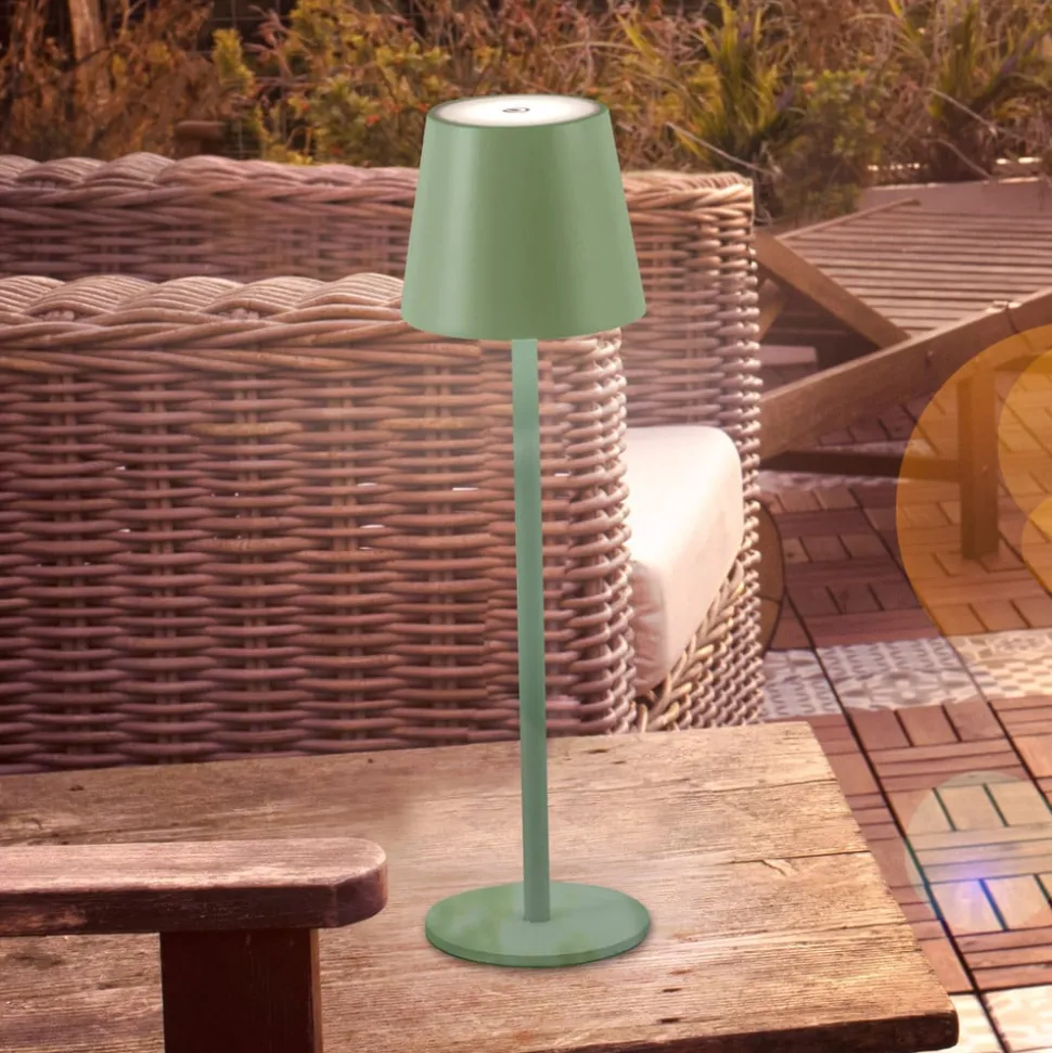 JUST LIGHT. Euria LED-bordlampe, grønn, jern, IP54