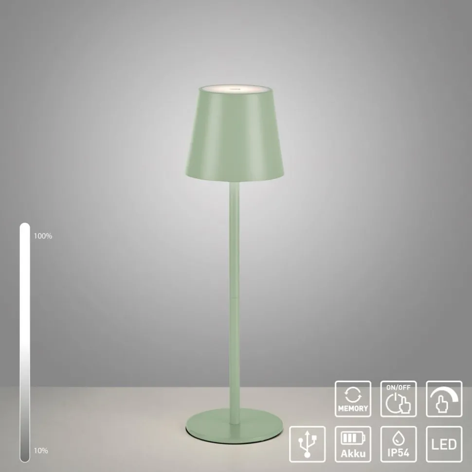 JUST LIGHT. Euria LED-bordlampe, grønn, jern, IP54