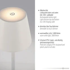 JUST LIGHT. Euria LED-gulvlampe, hvit, jern, IP54