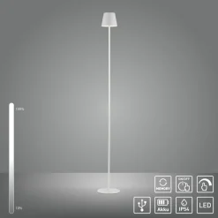 JUST LIGHT. Euria LED-gulvlampe, hvit, jern, IP54