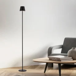 JUST LIGHT. Euria LED-gulvlampe, svart, jern, IP54