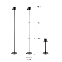 JUST LIGHT. Euria LED-gulvlampe, svart, jern, IP54