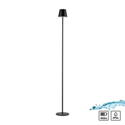 JUST LIGHT. Euria LED-gulvlampe, svart, jern, IP54