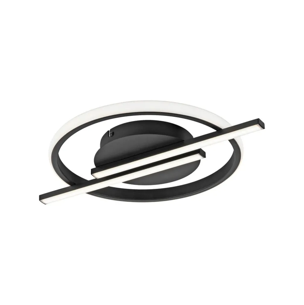 JUST LIGHT. Korsa LED-taklampe, svart, Ø31 cm, dimbar