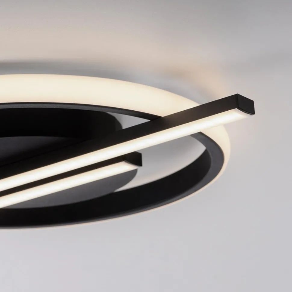 JUST LIGHT. Korsa LED-taklampe, svart, Ø31 cm, dimbar