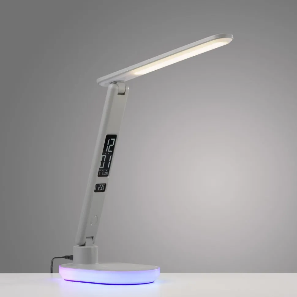 JUST LIGHT. LED-bordlampe Tina, ABS, CCT, RGB, hvit