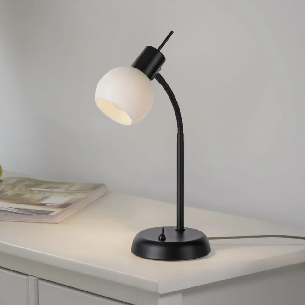 JUST LIGHT. Loki bordlampe, svart, jern, glass