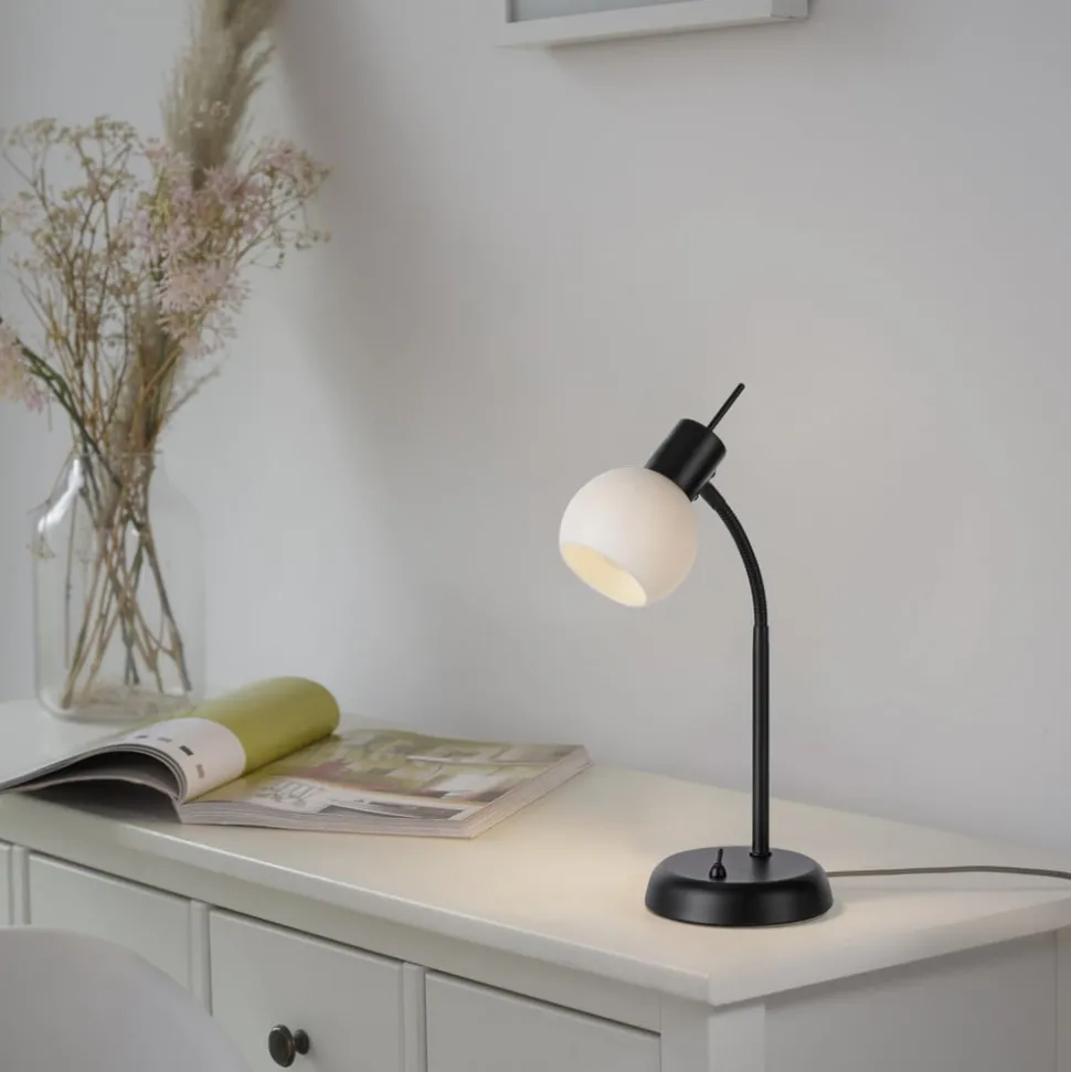 JUST LIGHT. Loki bordlampe, svart, jern, glass