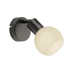 JUST LIGHT. Loki vegglampe, svart, jern, glass