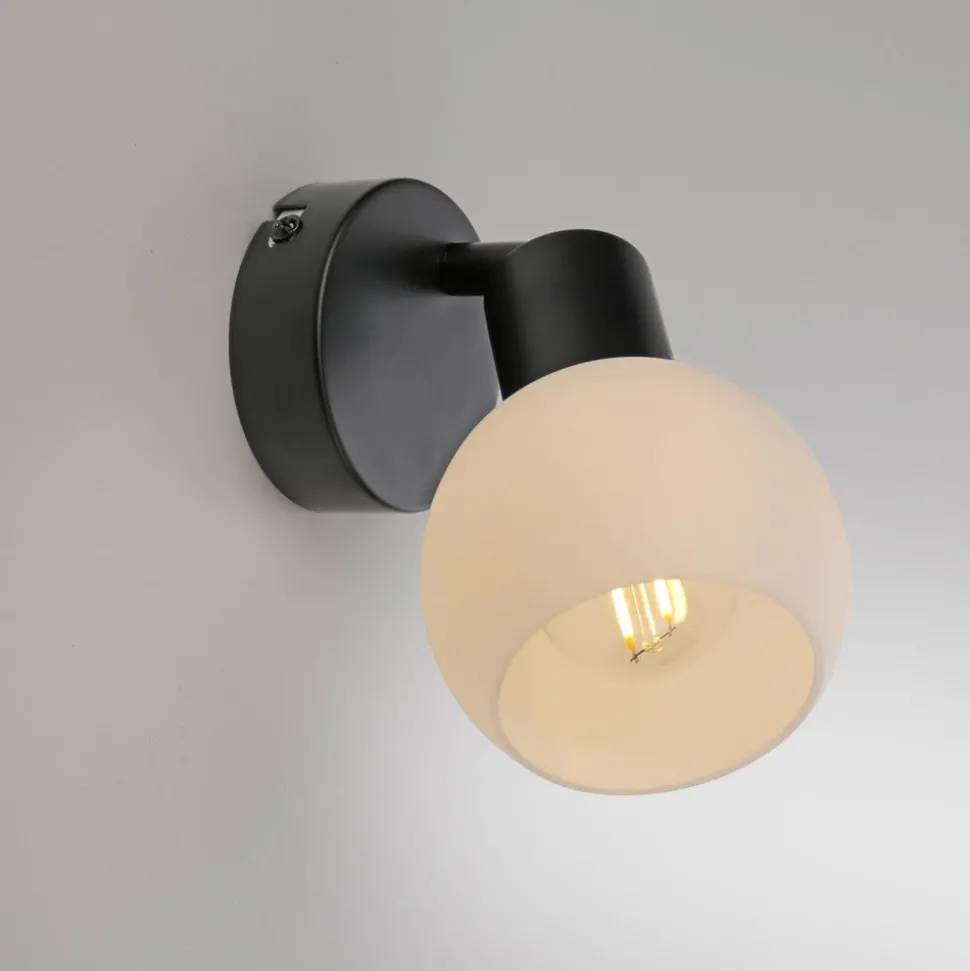 JUST LIGHT. Loki vegglampe, svart, jern, glass