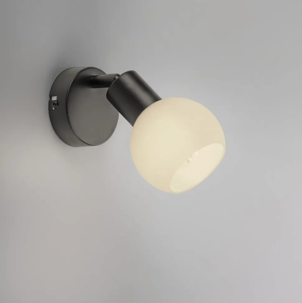 JUST LIGHT. Loki vegglampe, svart, jern, glass