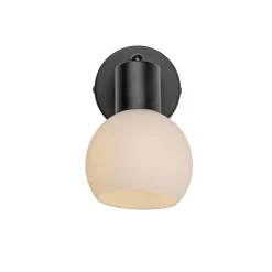 JUST LIGHT. Loki vegglampe, svart, jern, glass