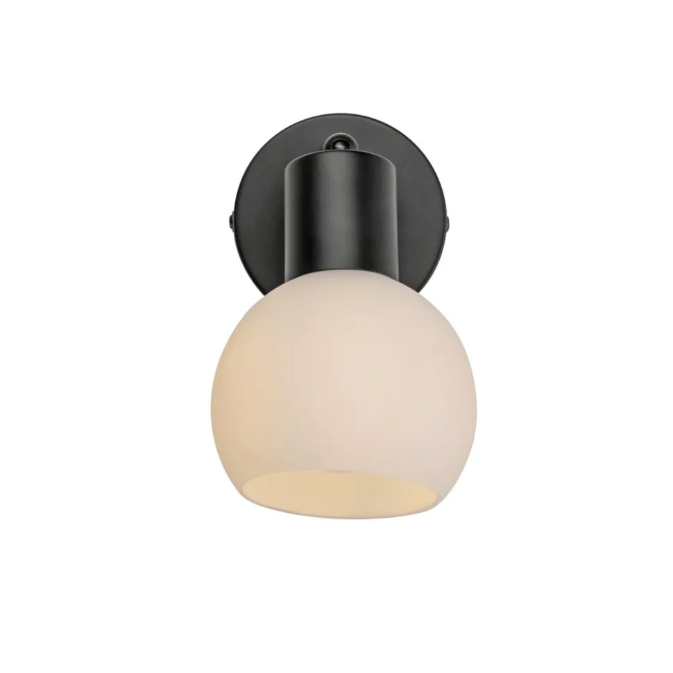 JUST LIGHT. Loki vegglampe, svart, jern, glass