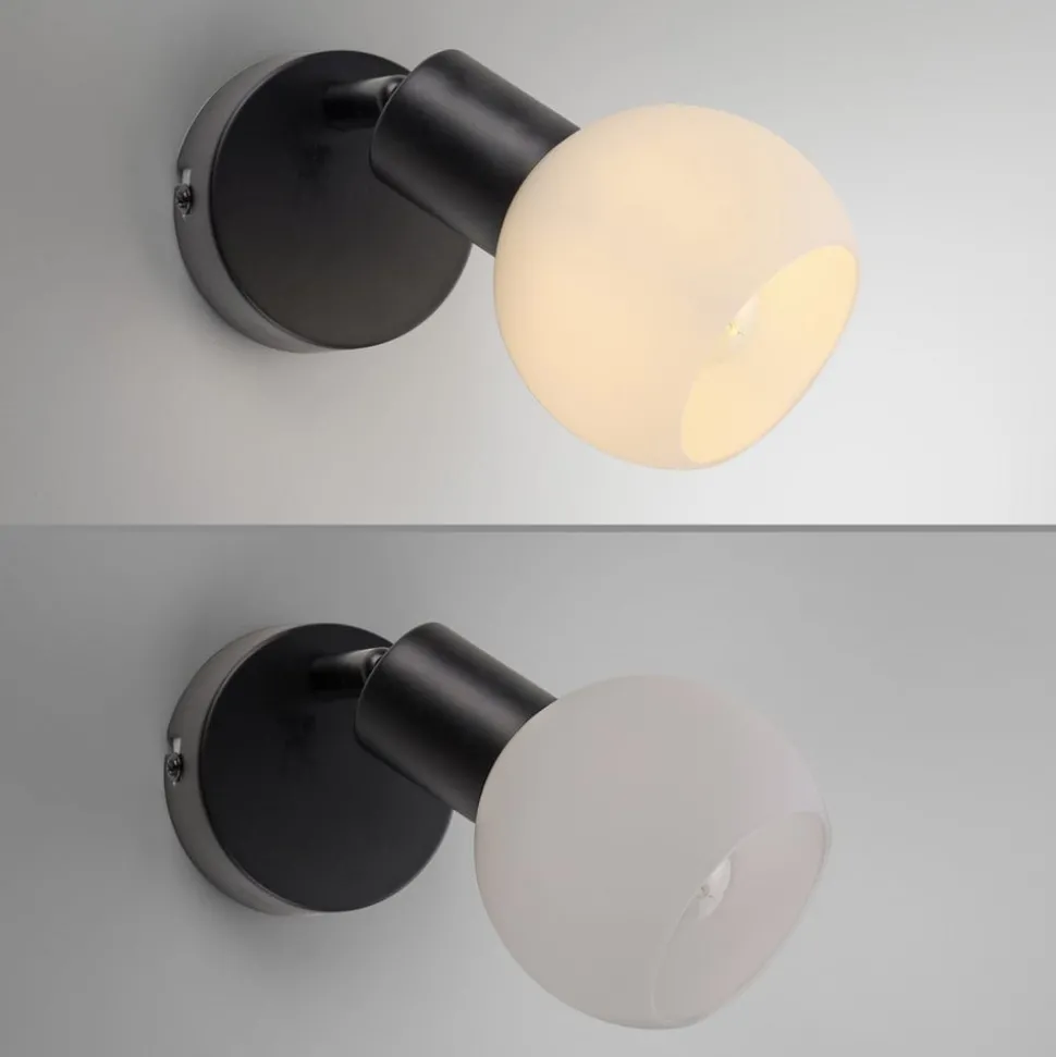 JUST LIGHT. Loki vegglampe, svart, jern, glass