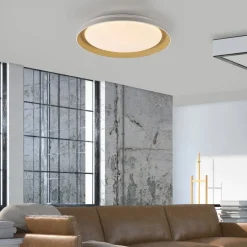 JUST LIGHT. Sati taklampe, plast, hvit/messing