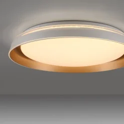 JUST LIGHT. Sati taklampe, plast, hvit/messing