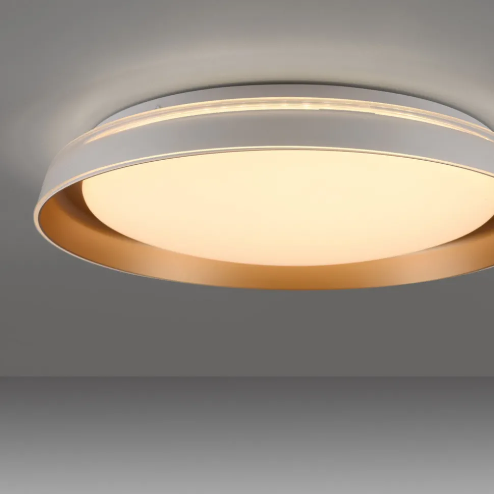 JUST LIGHT. Sati taklampe, plast, hvit/messing