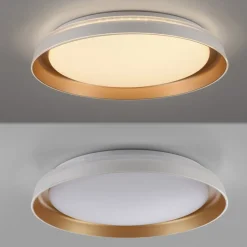 JUST LIGHT. Sati taklampe, plast, hvit/messing