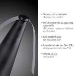 JUST LIGHT. Swat fluevisp, svart, batteridrevet