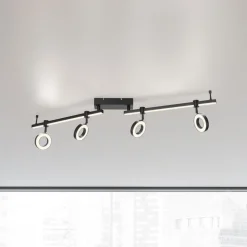 JUST LIGHT. Taklampe LOLAsmart Bileda, 4 lyskilder, svart