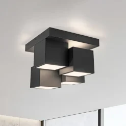 JUST LIGHT. Taklampe Tetris, jern, 3000 K, svart