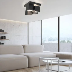 JUST LIGHT. Taklampe Tetris, jern, 3000 K, svart