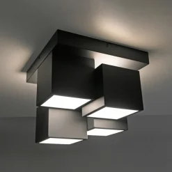 JUST LIGHT. Taklampe Tetris, jern, 3000 K, svart