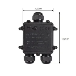 Kabelforbindelse, vanntett, IP68, lengde 130 cm, svart