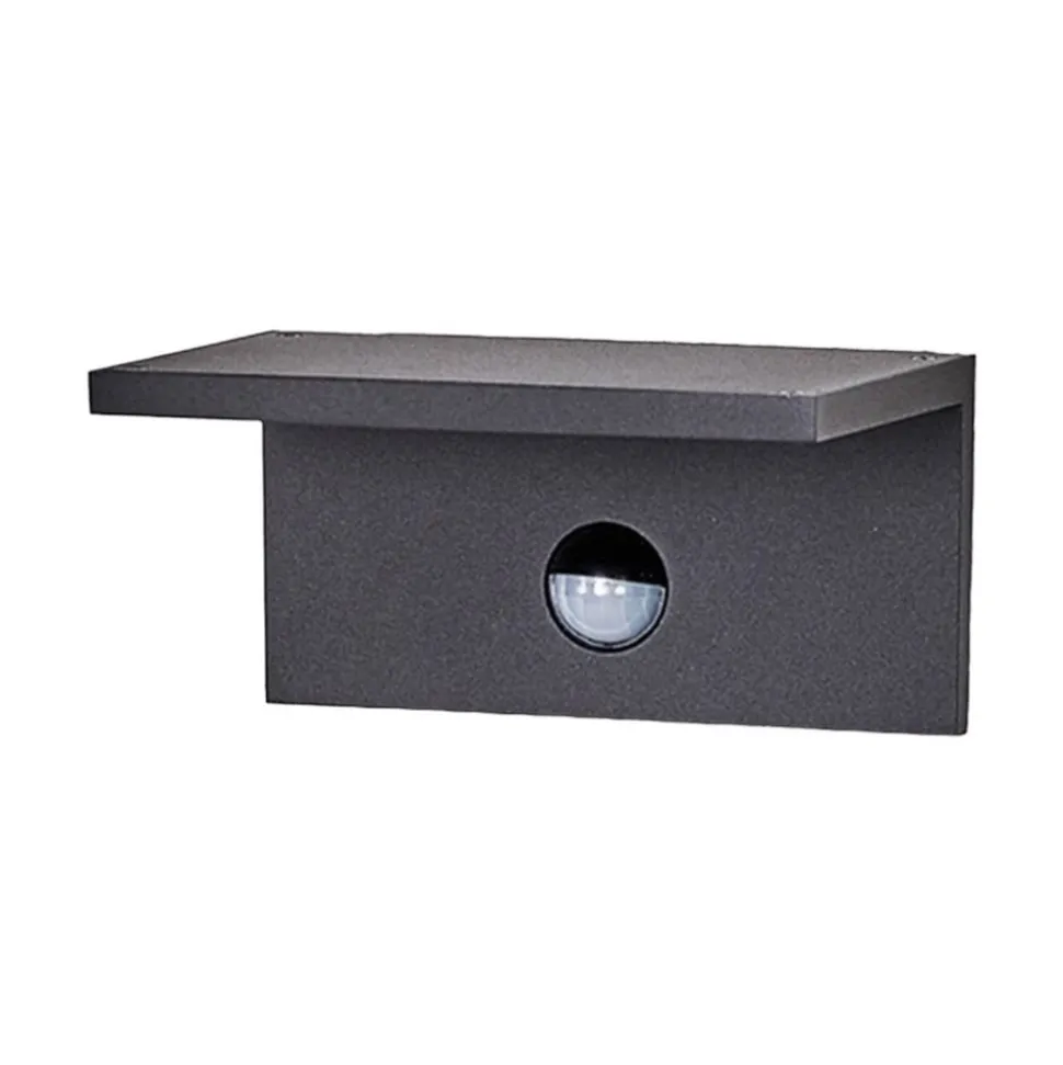 Kantet LED-utevegglampe Darina, bevegelsessensor