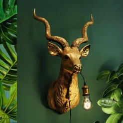 KARE Animal Goat vegglampe med støpsel, gull