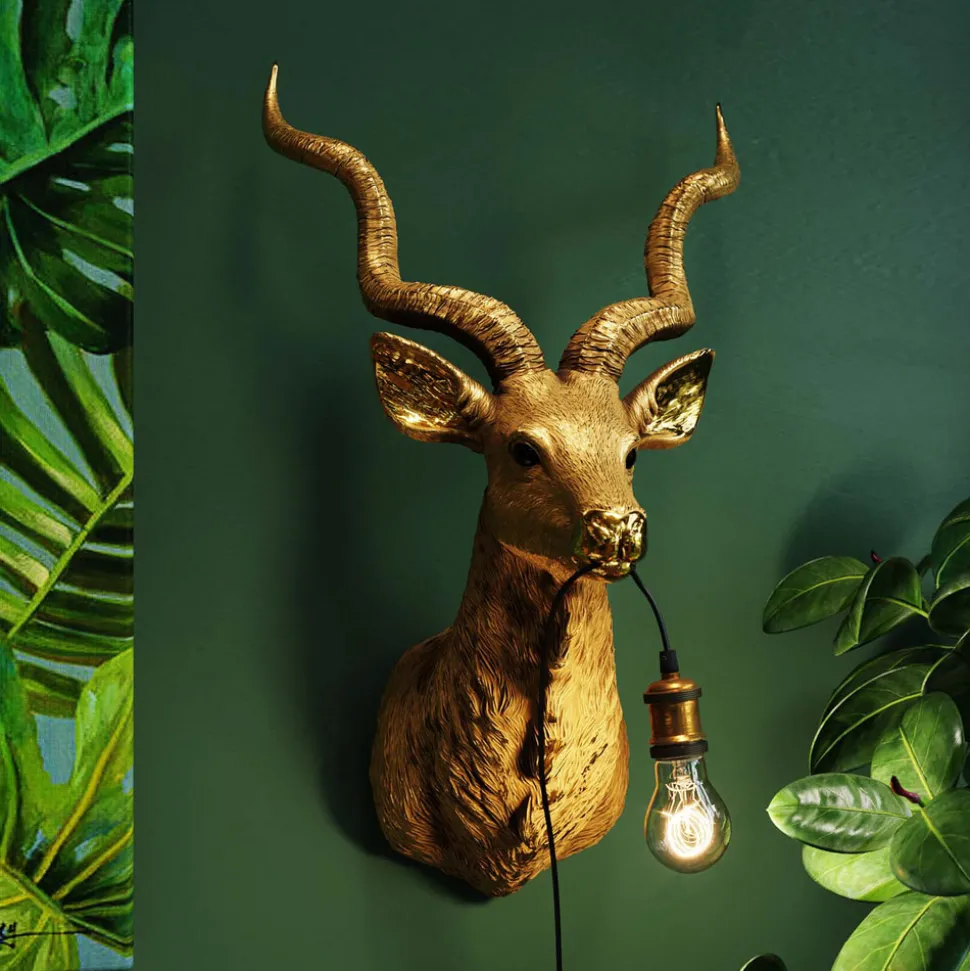 KARE Animal Goat vegglampe med støpsel, gull