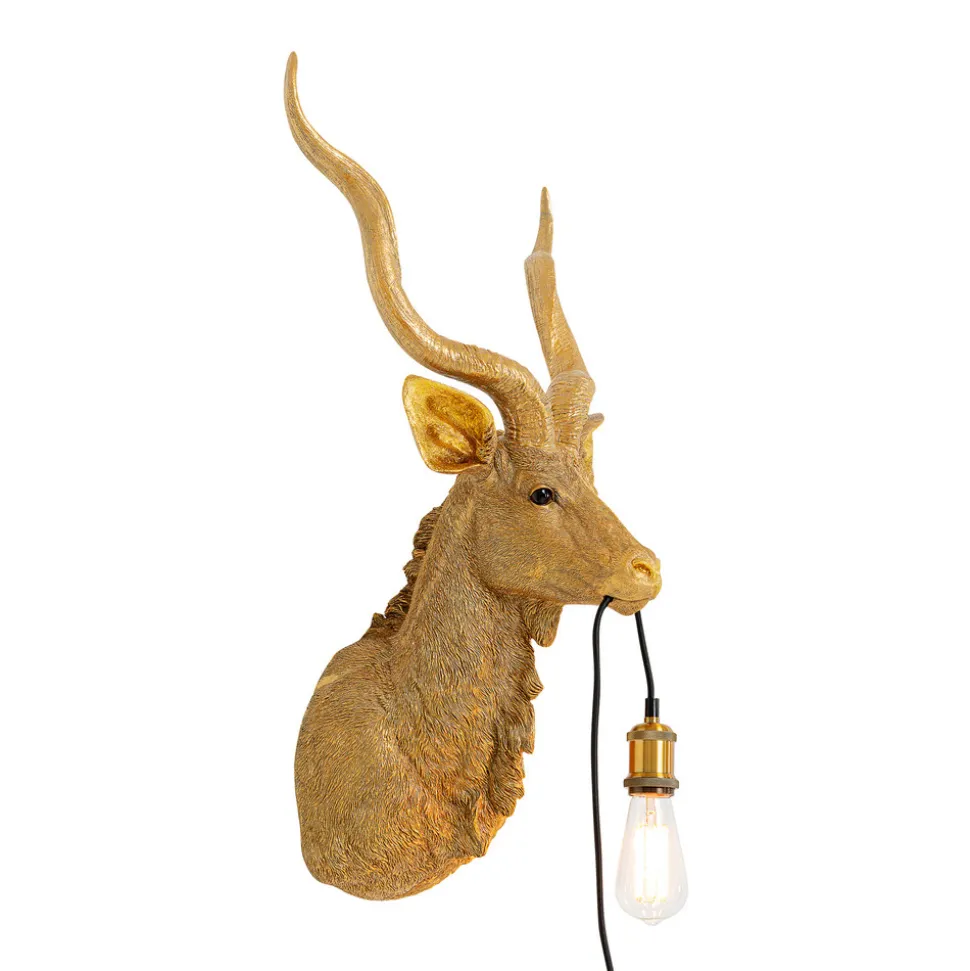 KARE Animal Goat vegglampe med støpsel, gull