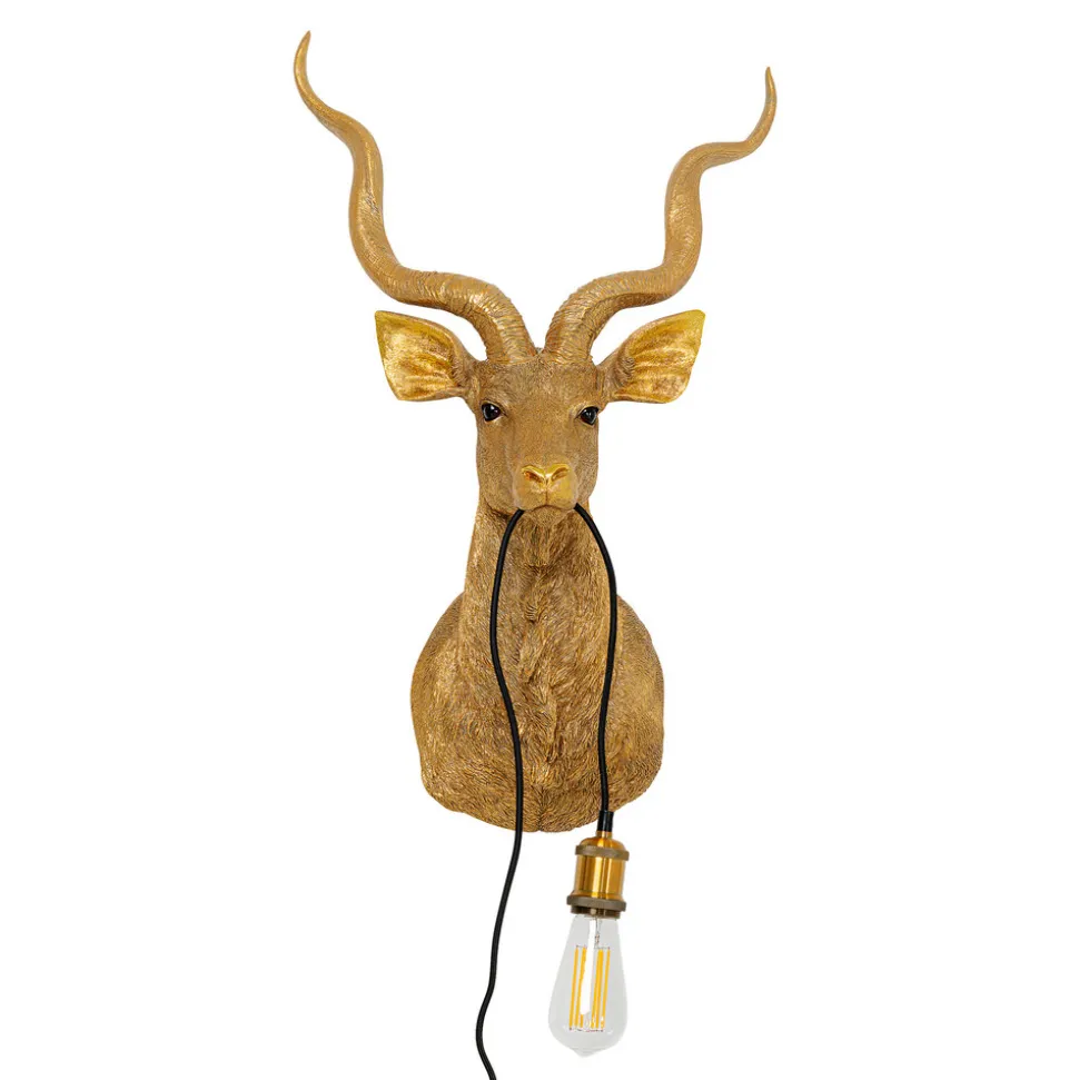 KARE Animal Goat vegglampe med støpsel, gull