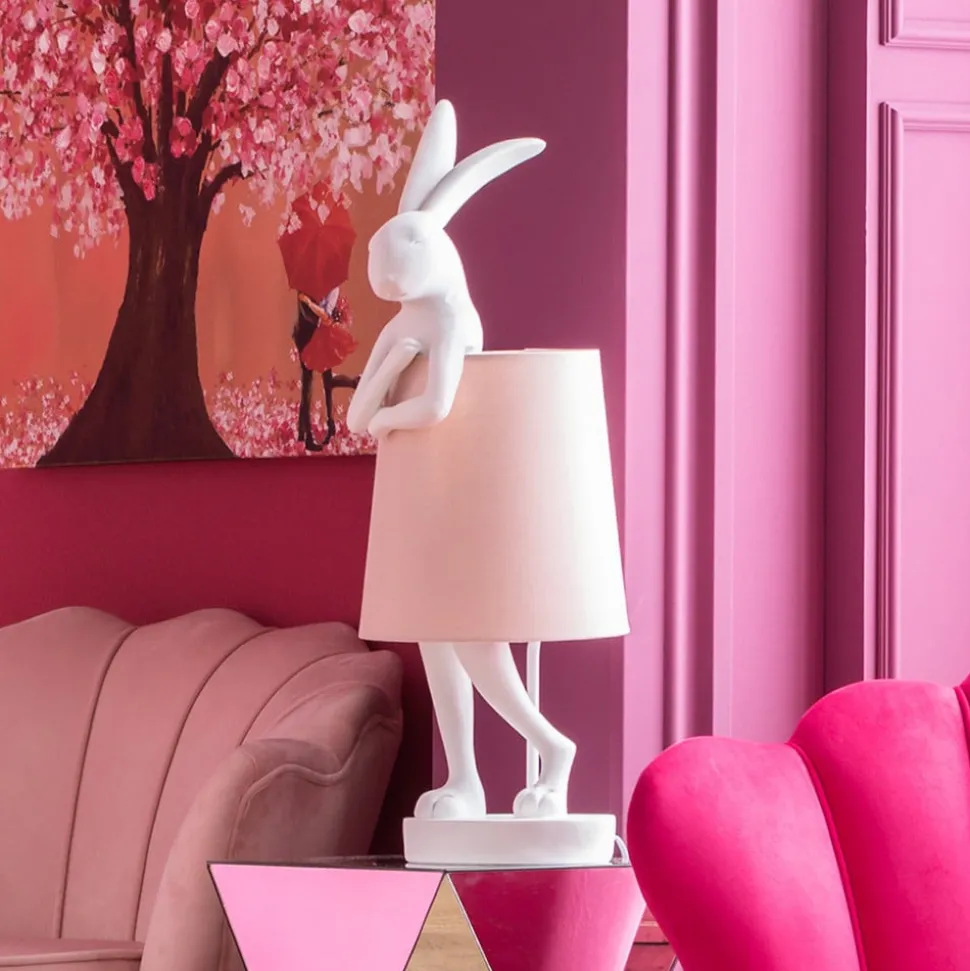 Kare Animal Rabbit bordlampe hvit/rosa