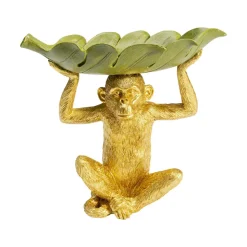 KARE Banana Leaf dekorativ skål, gull/grønn, håndmalt