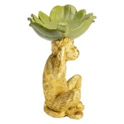 KARE Banana Leaf dekorativ skål, gull/grønn, håndmalt