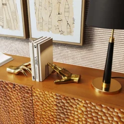 KARE bokstøtte Holding Fingers, gullfarget, sett med 2 stk