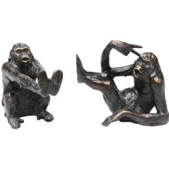 KARE Bokstøtte Monkey, polyresin, svart, sett med 2 stk