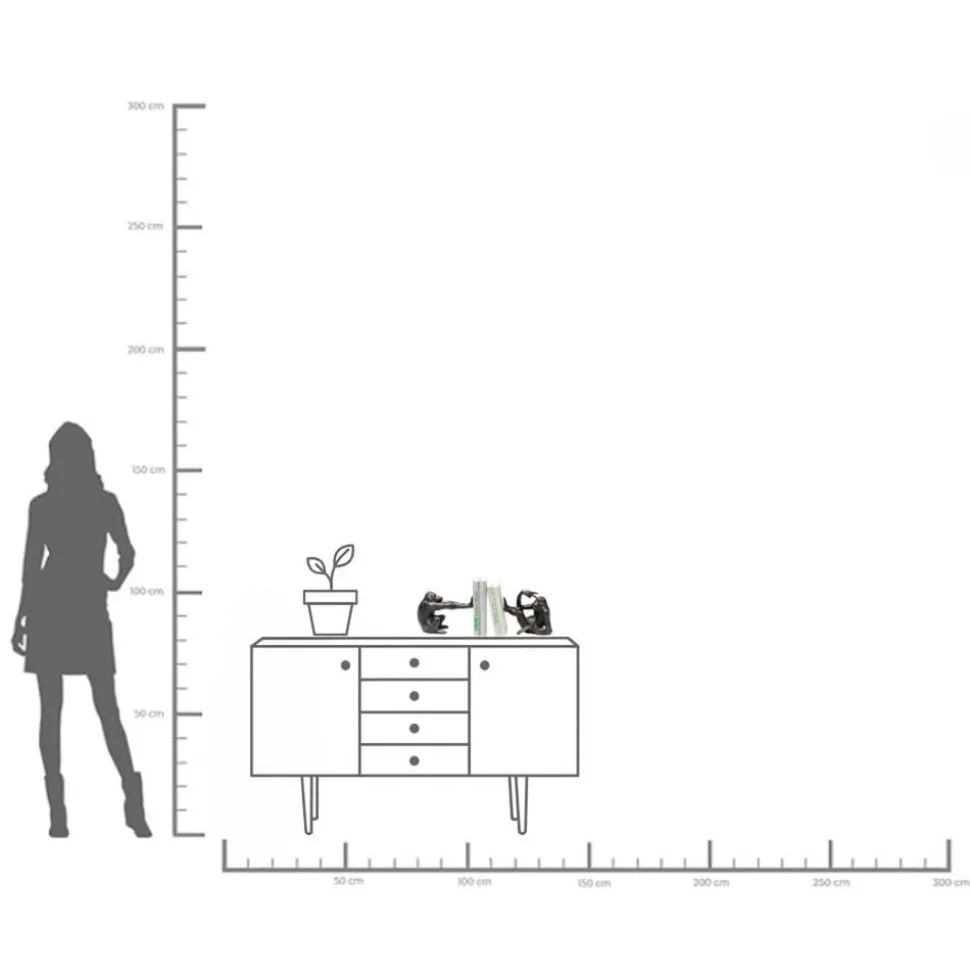 KARE Bokstøtte Monkey, polyresin, svart, sett med 2 stk
