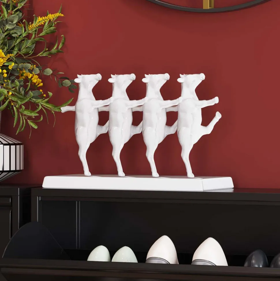 KARE Dancing Cows dekorativ figur, hvit, polyresin, høyde 23 cm