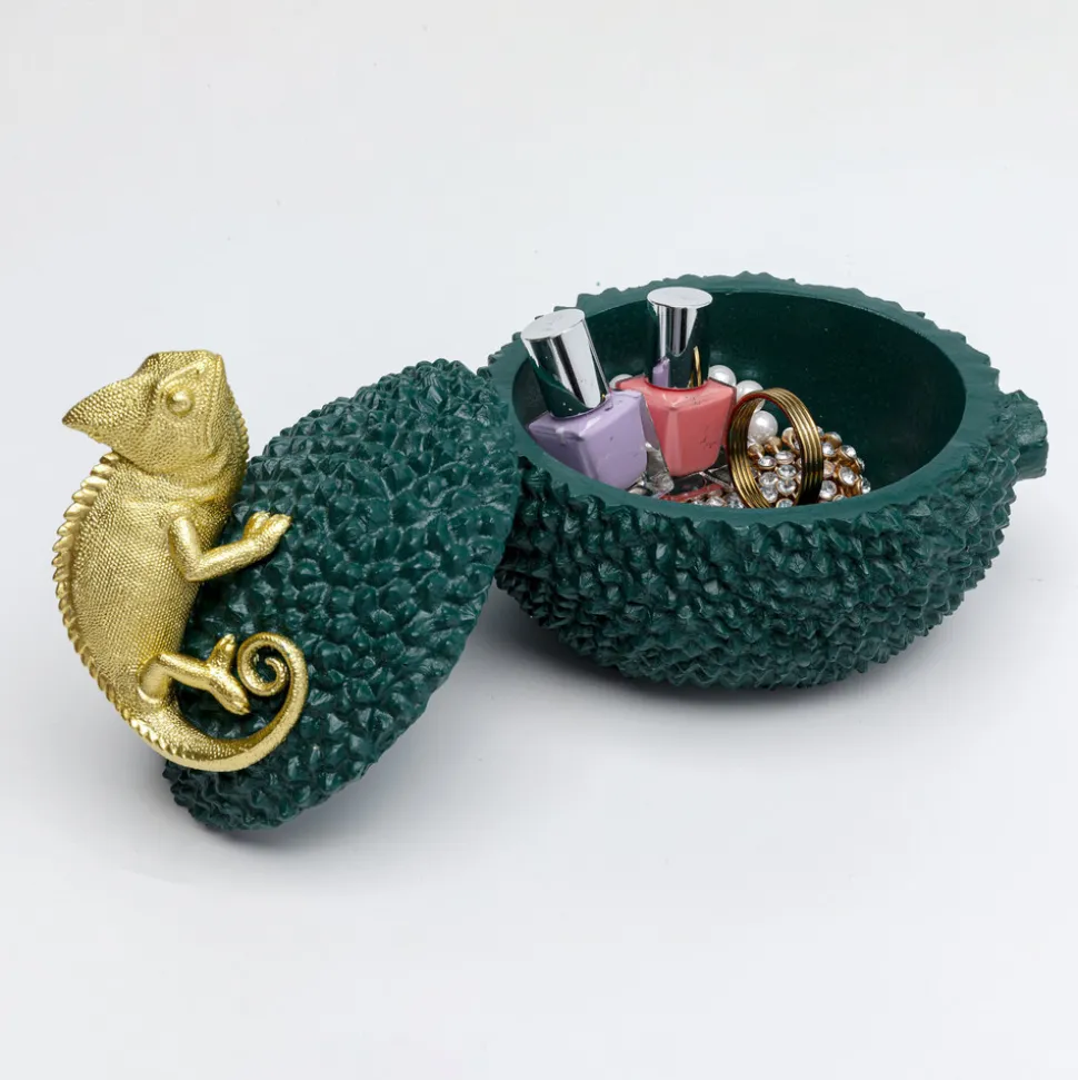 KARE dekorativ eske Chameleon, høyde 20 cm, mørkegrønn, gull