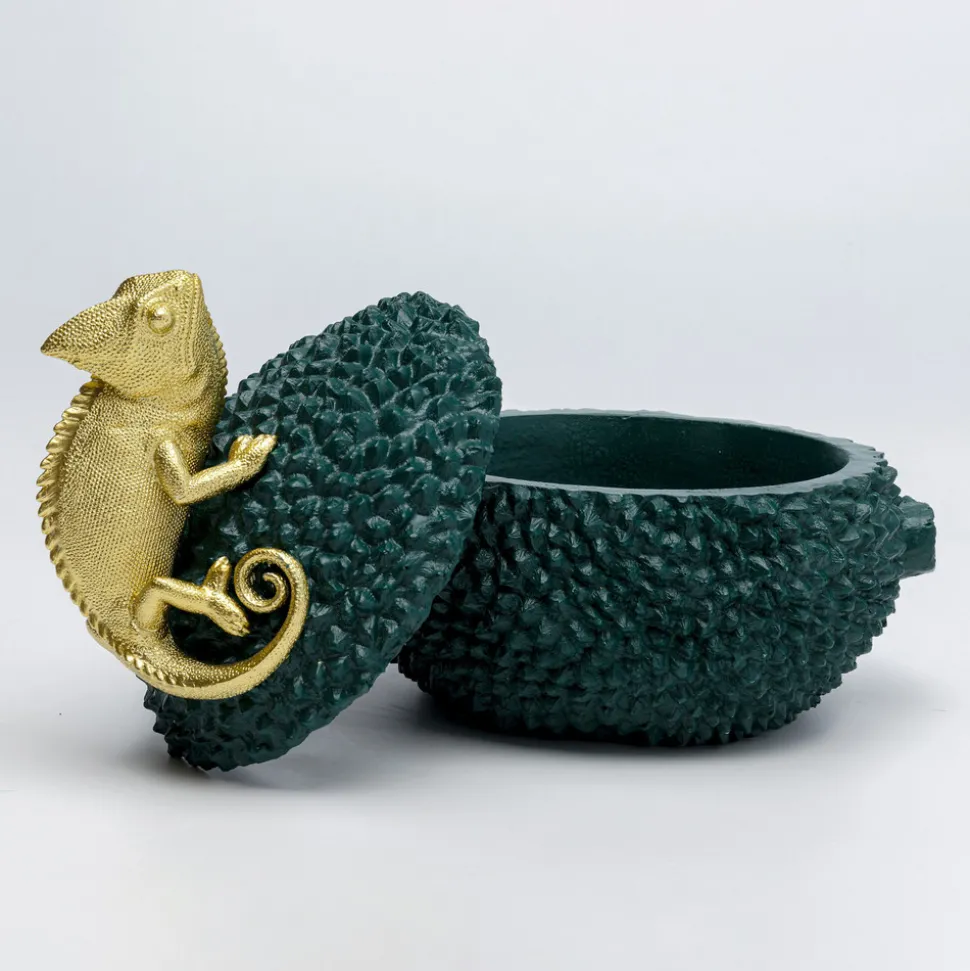 KARE dekorativ eske Chameleon, høyde 20 cm, mørkegrønn, gull