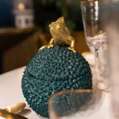 KARE dekorativ eske Chameleon, høyde 20 cm, mørkegrønn, gull