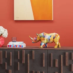 KARE dekorativ figur Coloured Rhino, polyresin, fargerikt trykk